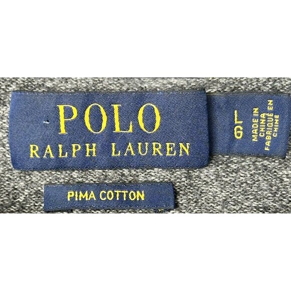 Polo Ralph Lauren Mens Sweater 100% Pima Cotton Long Sleeve Pullover Gray Size L - Picture 9 of 14